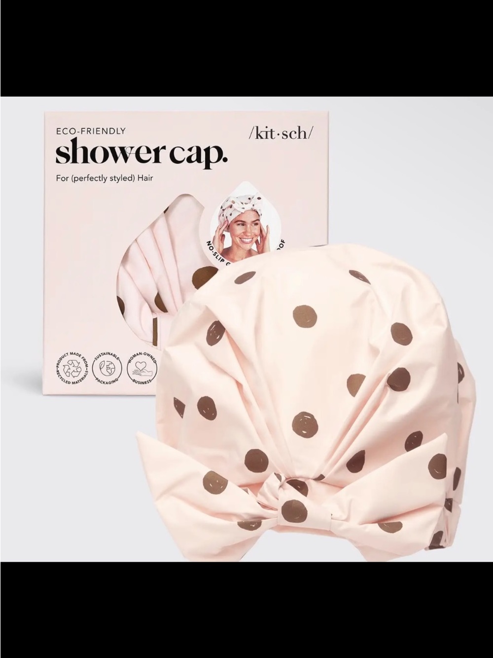 Kit+Sch Pink Luxury Polka Dot Shower Cap